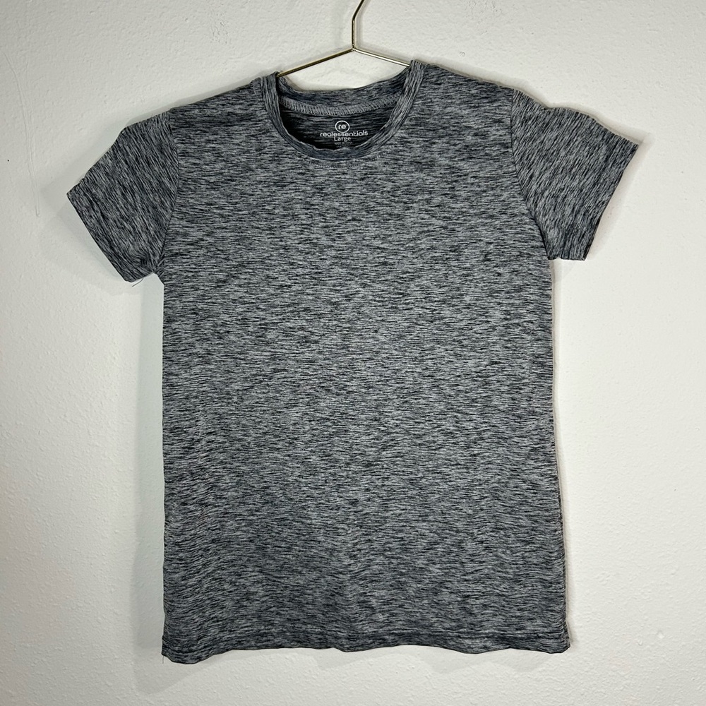 Boys Real Essentials Athletic T-Shirt Gray Heather Short Sleeve Size Large